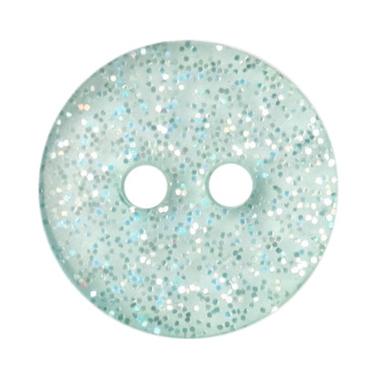 Mint green two-hole button with silver glitter