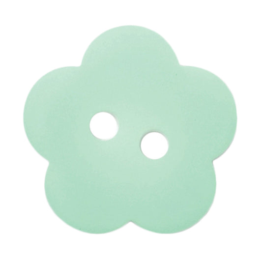 Mint green flower-shaped two-hole button