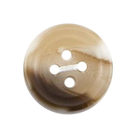Cream and dark brown horn-effect four-hole button