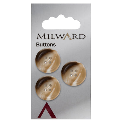 Cream and brown horn-effect four-hole button