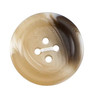 Cream and brown horn-effect four-hole button
