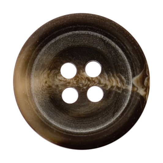 Dark brown and tan horn-effect four-hole button