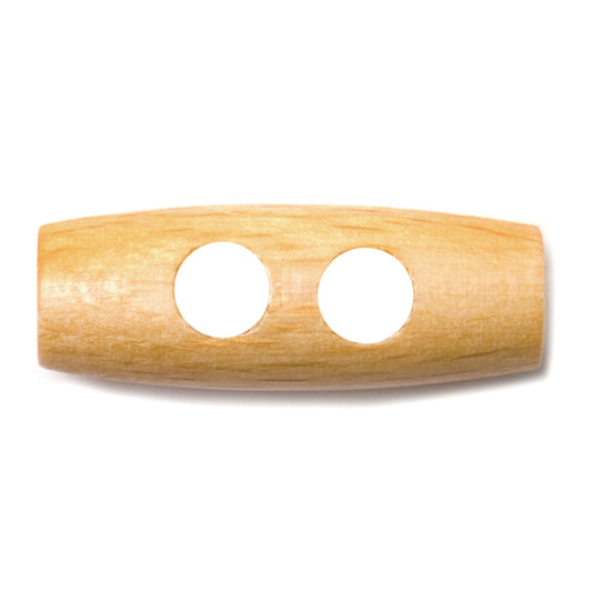 Light natural wood toggle button with two holes