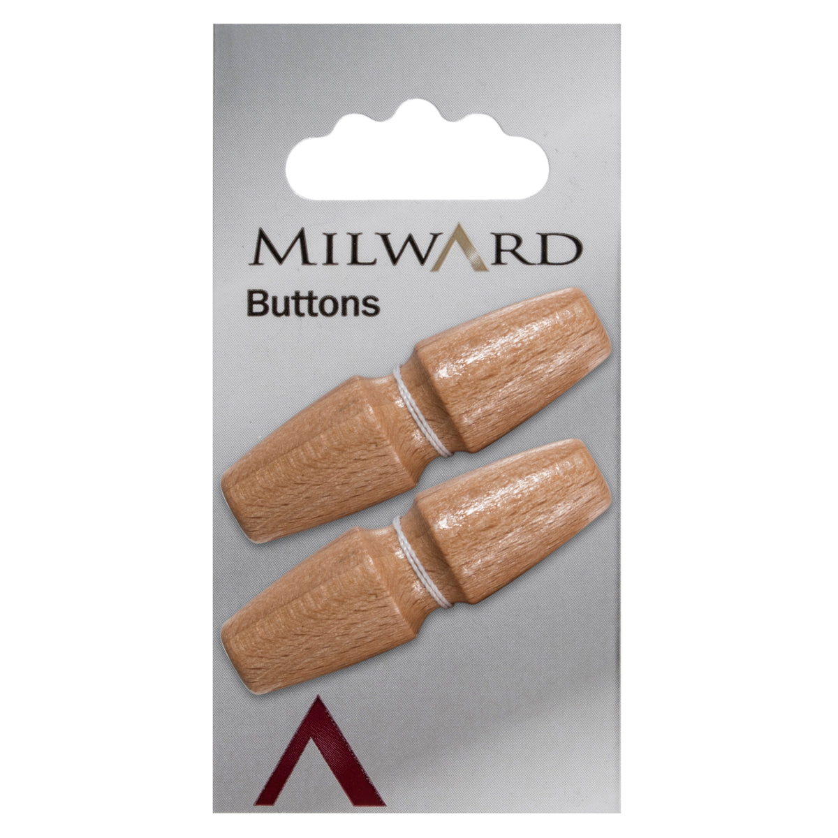 Mid-brown wooden toggle button with grooved centre
