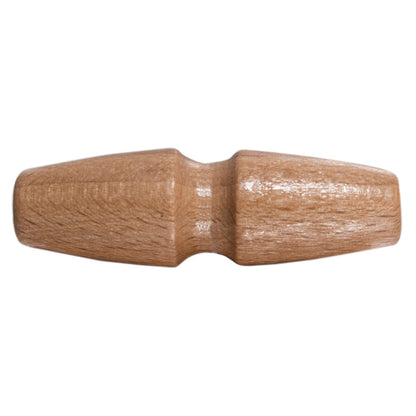 Mid-brown wooden toggle button with grooved centre