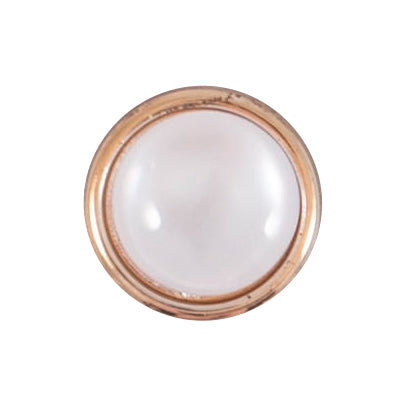 White pearl-effect button with gold-coloured rim