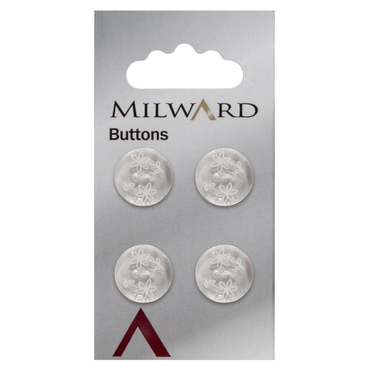 Clear round button with etched flower design