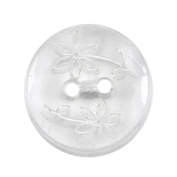 Clear round button with etched flower design