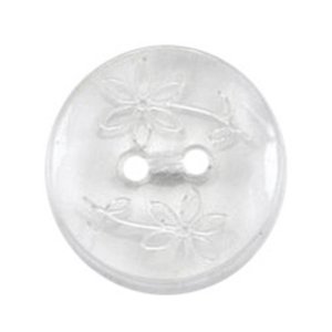 Milward Clear Etched Flower 2-Hole Buttons - 15mm (Pack of 4