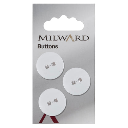 White button with two square holes, 22mm