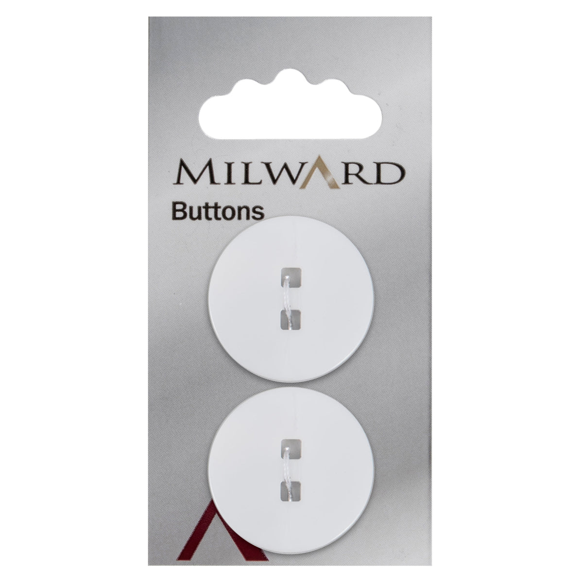 White button with two square holes, 27mm