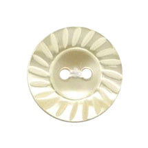 Cream pearl-effect button with sunburst edge and two holes