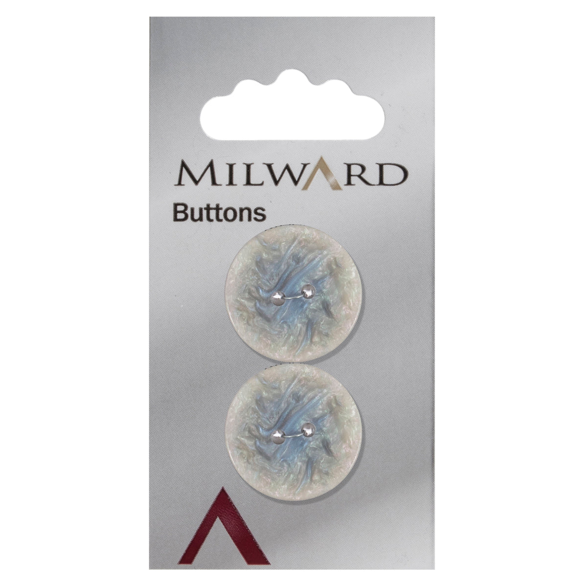 Milward 22mm round grey and blue marbled button with two holes
