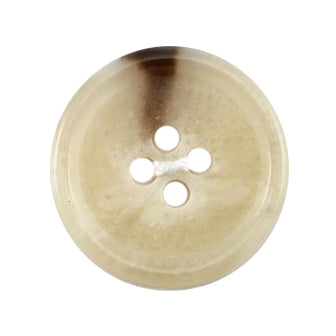 Beige horn-effect four-hole button with raised rim