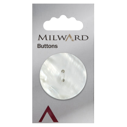 Milward 34mm large round frosted white marbled button with two holes