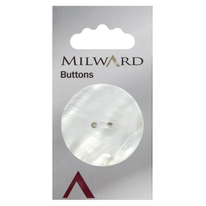 Milward 38mm large round frosted white marbled button with two holes