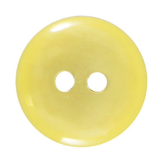 Milward 19mm round pale yellow pearlescent button with two holes