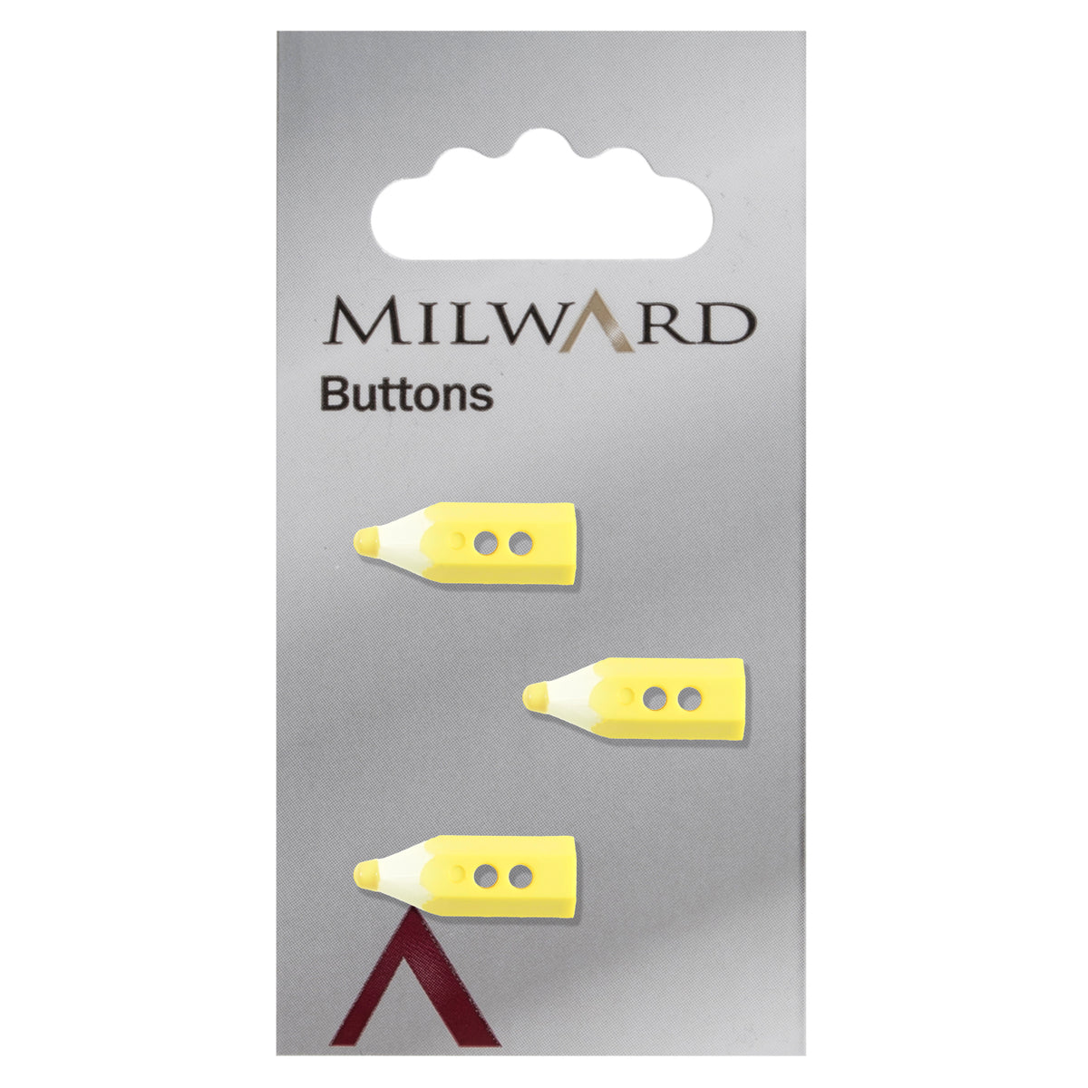 Yellow button shaped like a pencil