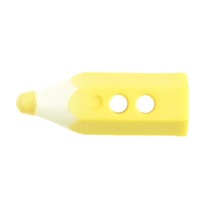 Yellow button shaped like a pencil