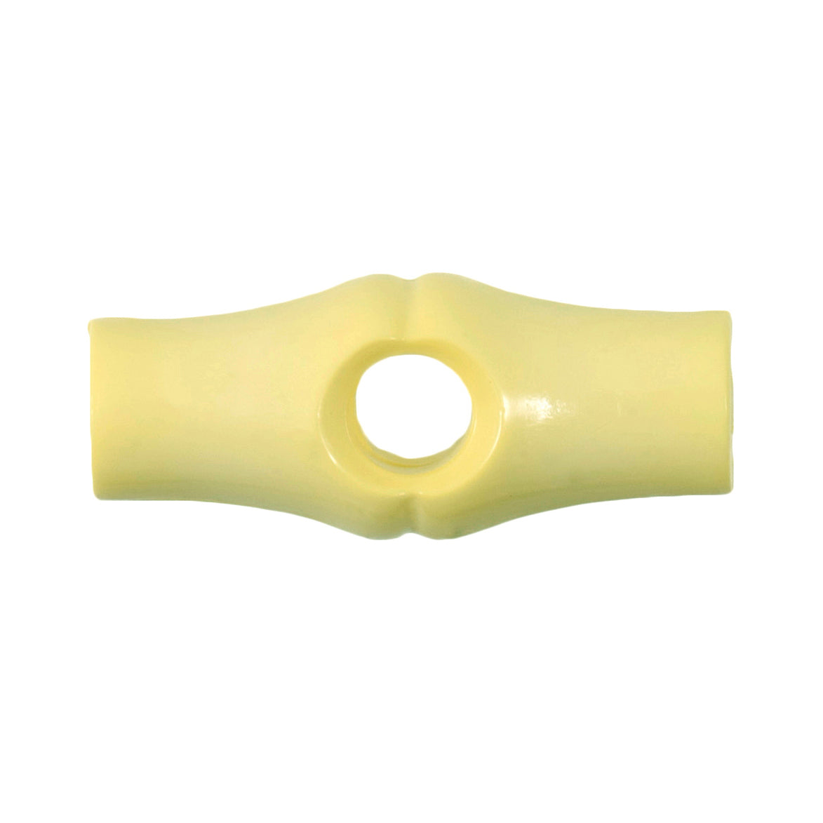 Milward 25mm pale lemon barrel-shaped toggle button with a single hole