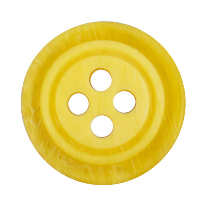 Milward 15mm round yellow button with ridged rings and four holes