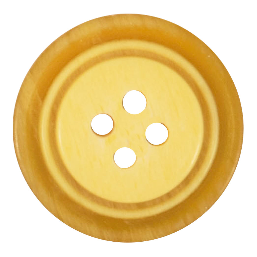 Milward 22mm round amber and yellow button with ridged rings and four holes