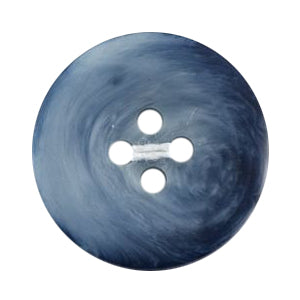 Blue 4-hole button with a swirled marble effect