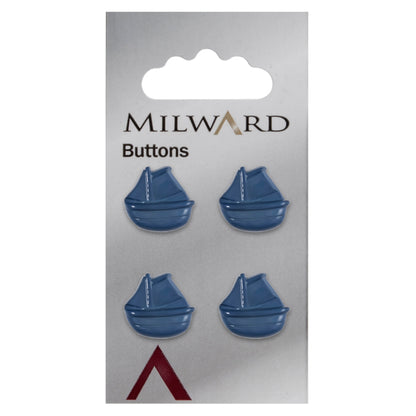 Blue sailing boat button