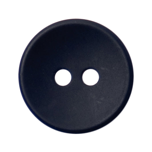 Navy 2-hole button with a matt finish and dished centre