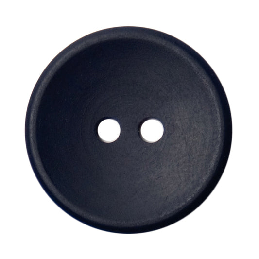 Navy 2-hole button with a matt finish and dished centre