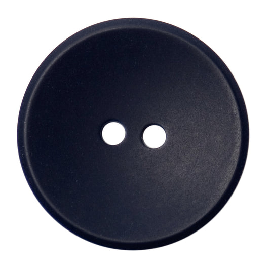 Navy 2-hole button with a matt finish and dished centre