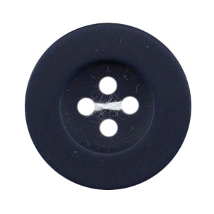 Navy 4-hole button with a matt finish and raised rim