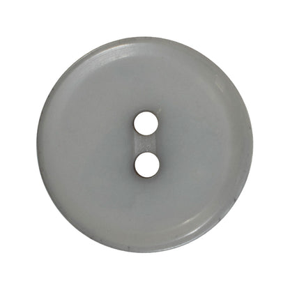 Milward 15mm round glossy grey button with a raised rim and two holes