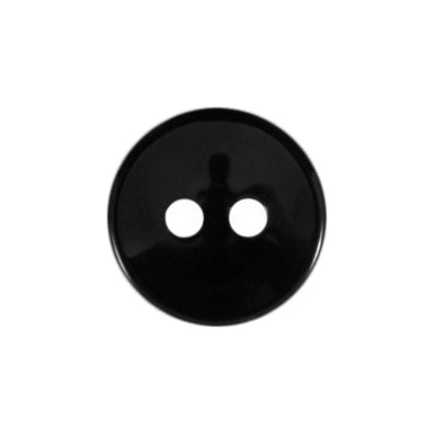 Glossy black round button with two holes