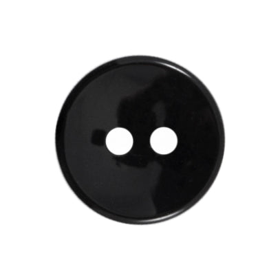 Glossy black round button with two holes