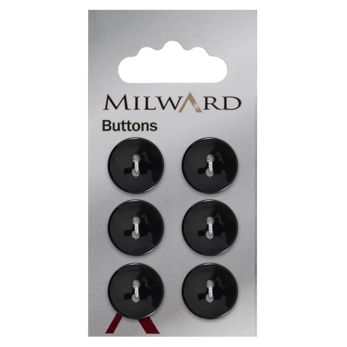 Glossy black round button with two holes