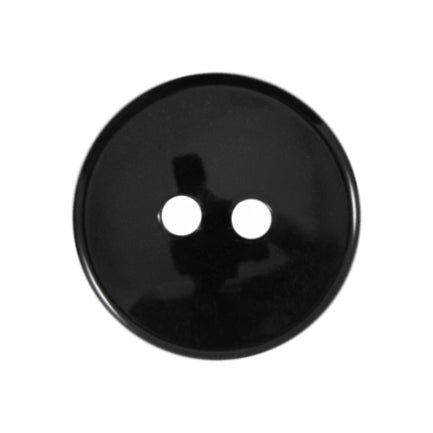 Glossy black round button with two holes