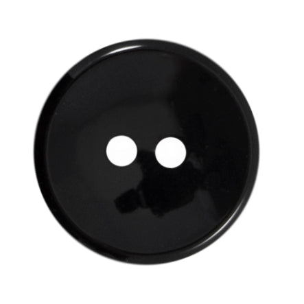 Glossy black round button with two holes