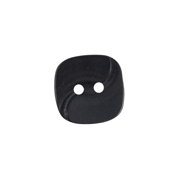 Black soft-cornered square button with two holes