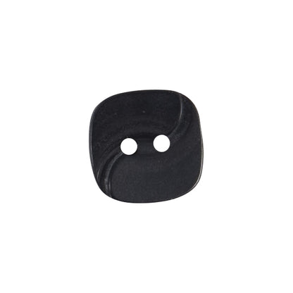 Black soft-cornered square button with two holes