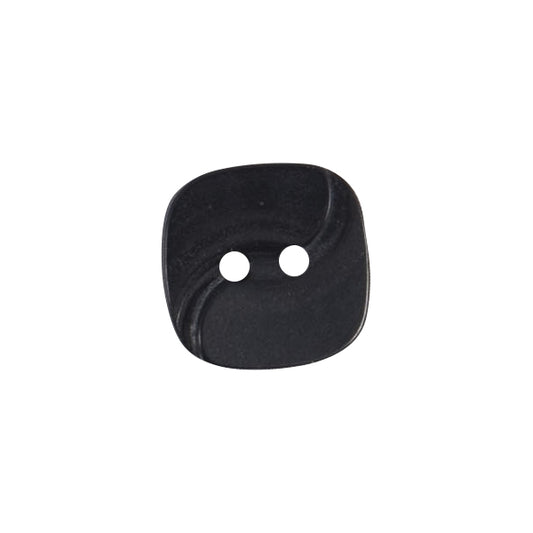 Black soft-cornered square button with two holes