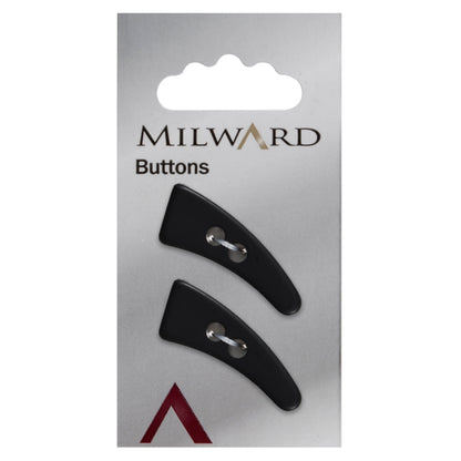 Black curved horn-style toggle button with two holes