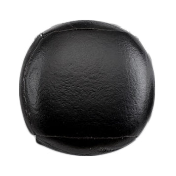 Black domed leather-look button with panelled finish