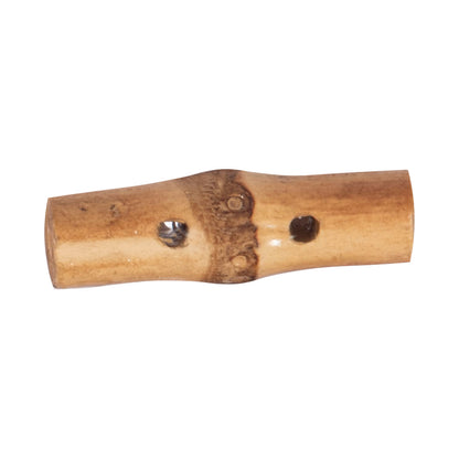 Natural wooden bamboo-style toggle button with two holes