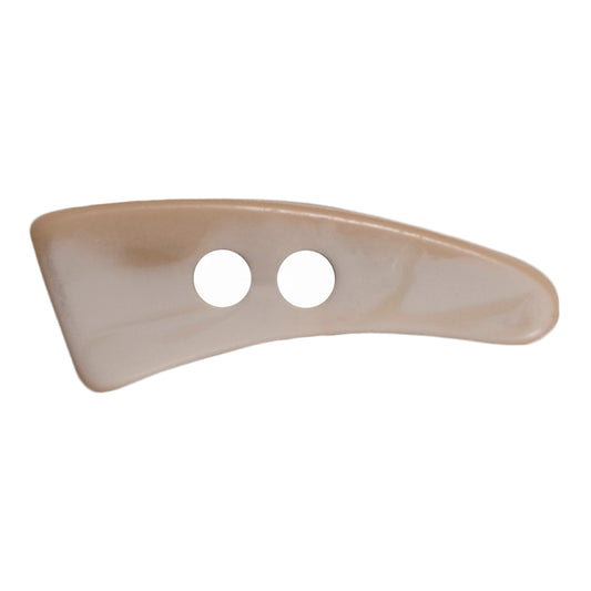 Cream and grey marbled horn-style toggle button with two holes