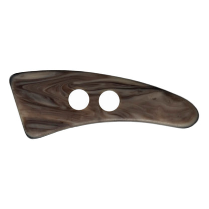 Grey-brown marbled horn-style toggle button with two holes