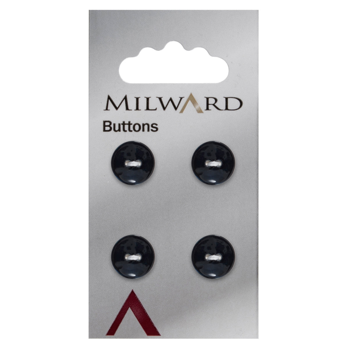 Glossy black round button with two holes