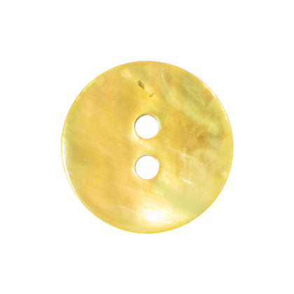 Round pale yellow Agoya shell button with two holes