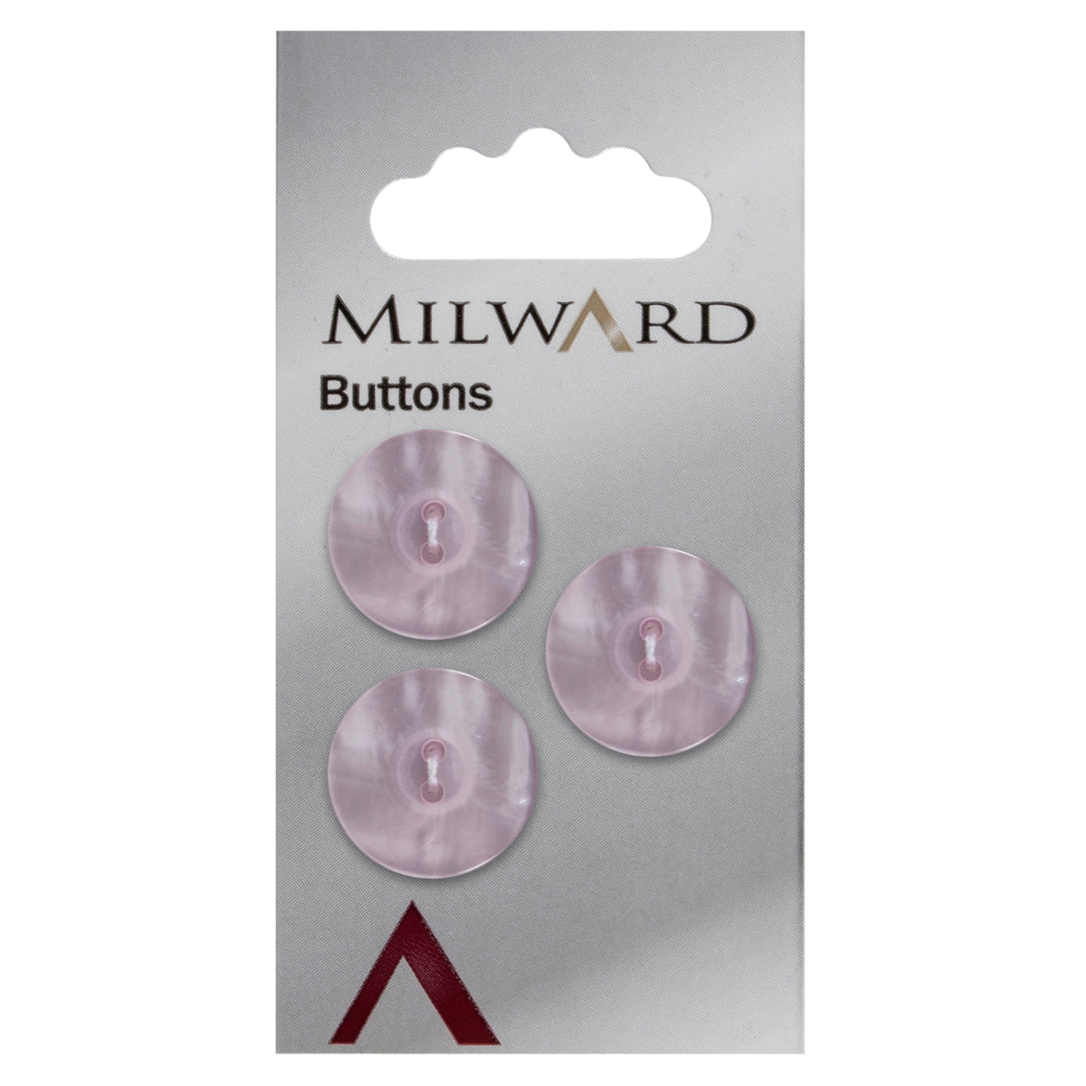 Milward 17mm round lilac pearlescent button with two holes