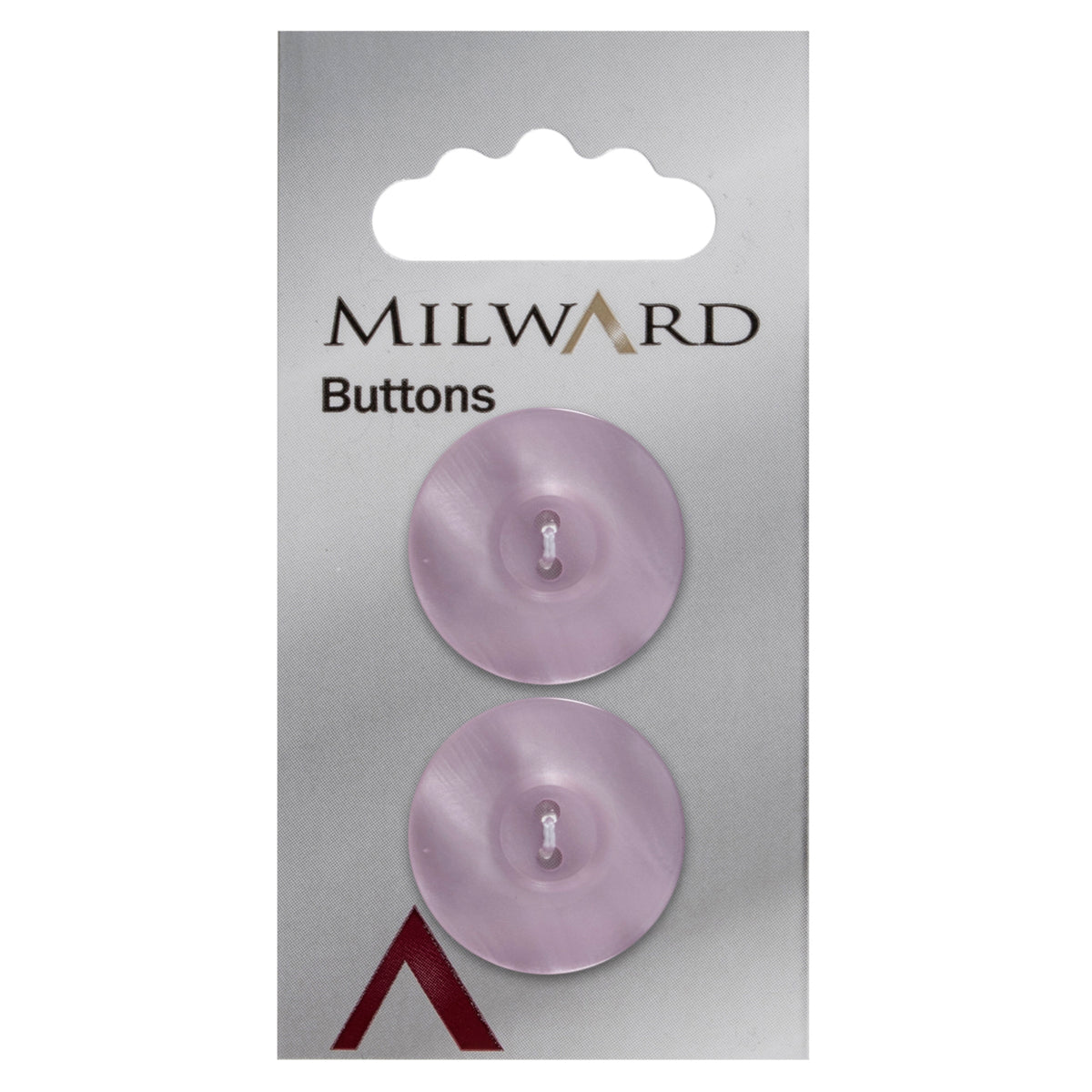 Milward 22mm round lilac pearlescent button with two holes